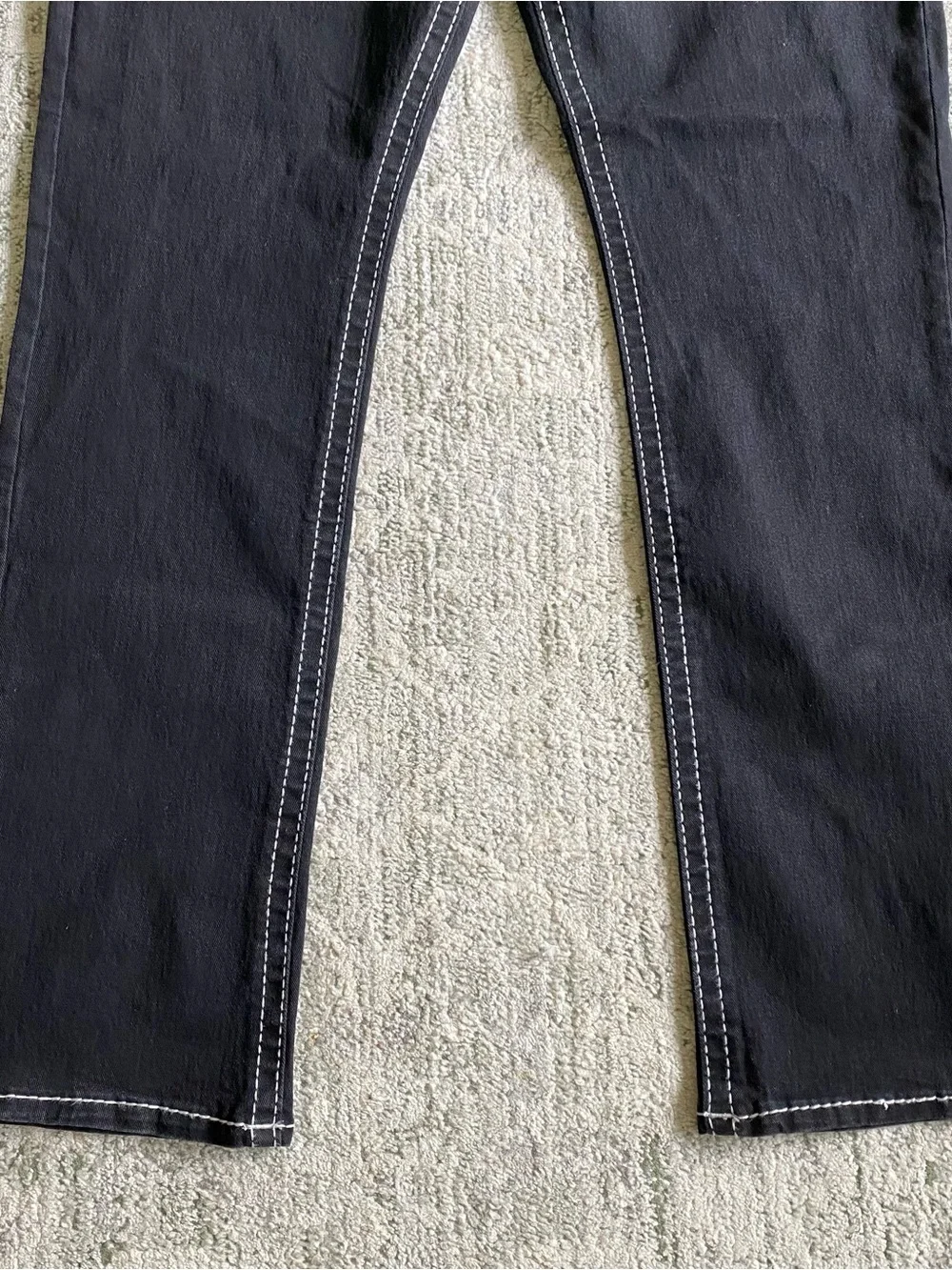 NEW True Religion Ricky Big T Flap Straight Black Jeans Stitching 36 x 34